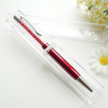 Ручка шариковая, подарочная "Алмазная россыпь", в пластиковом футляре, цвет винный