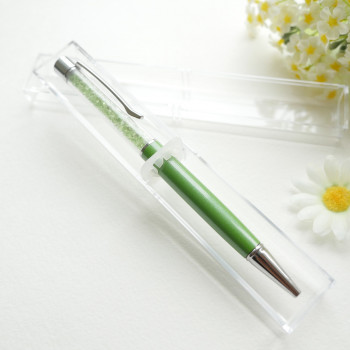 Ручка шариковая, подарочная «Алмазная россыпь», в пластиковом футляре, цвет травяной