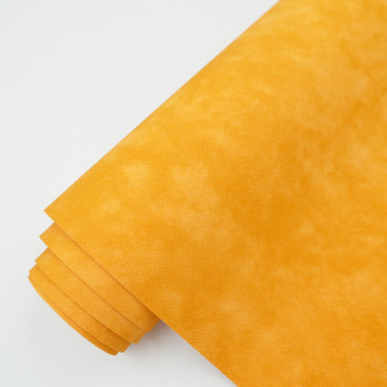 Переплетный кожзам "Нубук" мраморный оранжевый 30 х 140 см